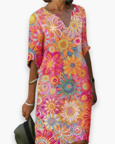 Damen Elegantes Floral Kleid | Midi