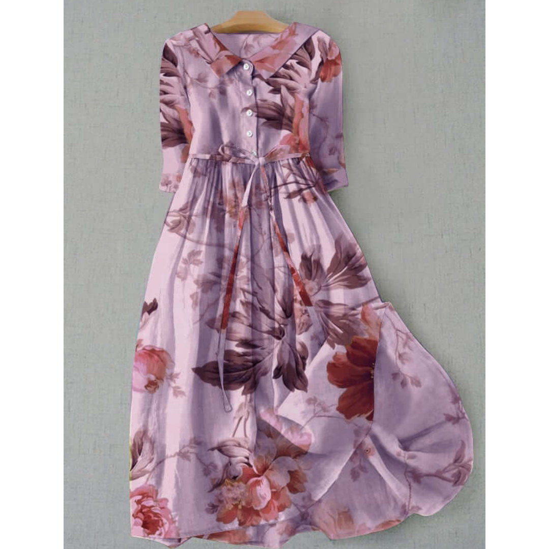 Damen Vintage Elegantes Blumen Kleid | Maxi