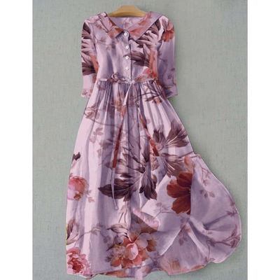 Damen Vintage Elegantes Blumen Kleid | Maxi