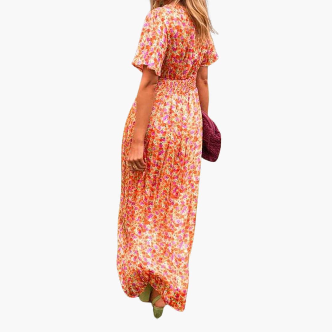 Florales Wickel-Maxikleid - für Damen mit V-Ausschnitt