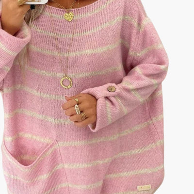 Damenpullover mit U-Boot-Ausschnitt und Fronttasche