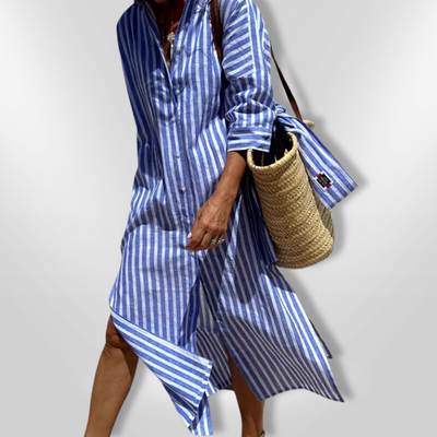 Selina - Modisches Gestreiftes Hemdkleid für Damen