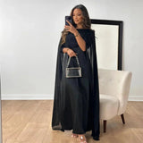 Felicia | Damen Hochzeitsgast Cape Maxikleid – Schwarz