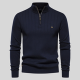 Erik | Herren Frühling Viertelzip Langarm Pullover – Dunkelblau