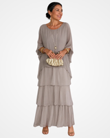 Sylvia - Fließendes Soft-Touch-Maxikleid – Grau