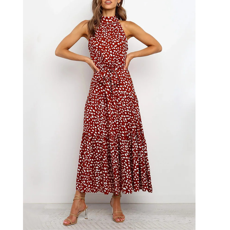 Elegantes Neckholder Kleid Ohne Ärmel Für Damen | Midi