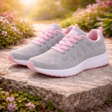Orthopädische Slip-On-Sneaker für Damen | Fußgewölbestütze – Grau-Rosa