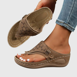 Stefanie | Damen Slip-On Flache Sandalen – Braun