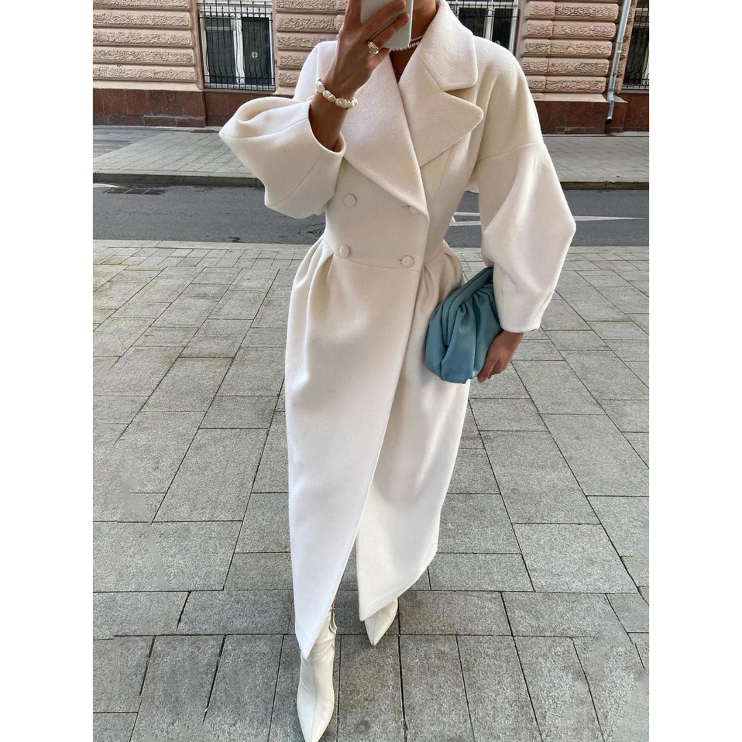 Eleganter Woll-Trenchcoat mit Laternenärmeln für Damen | Ideal für den Winter