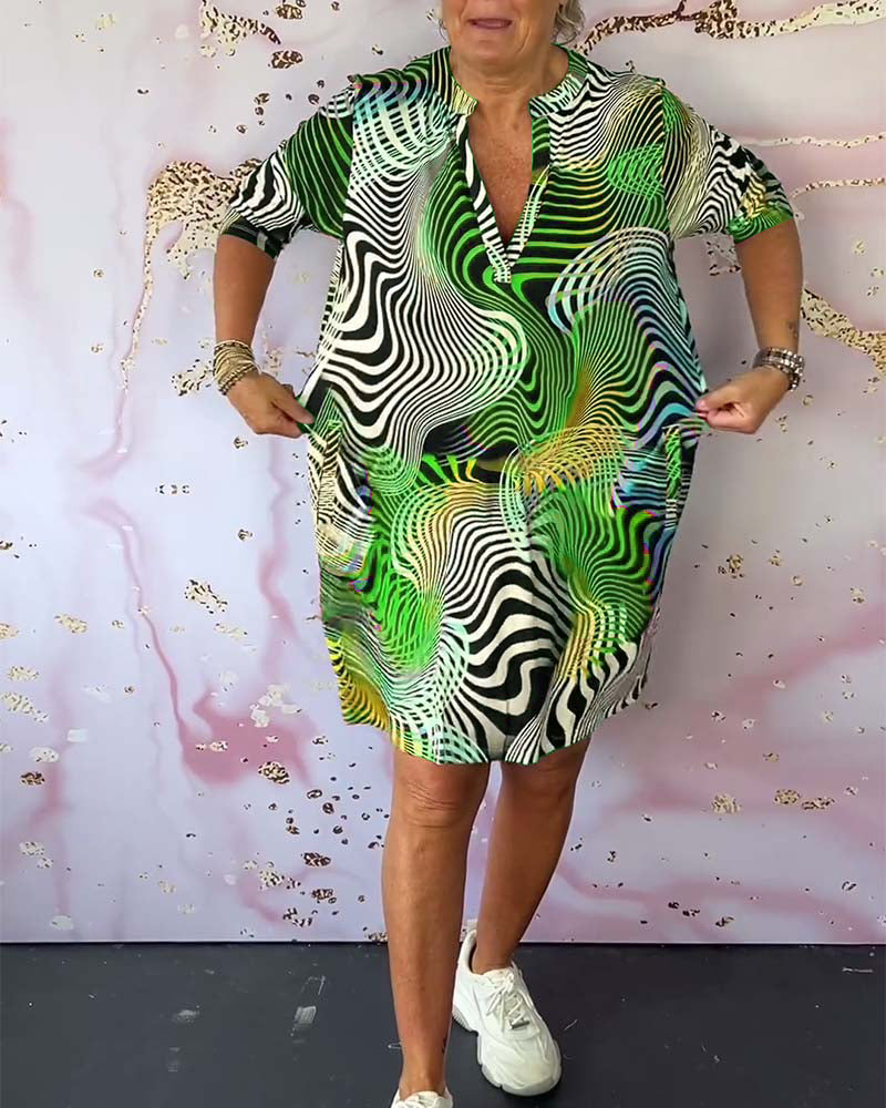 Diane – Buntes Kleid Mit V-Ausschnitt