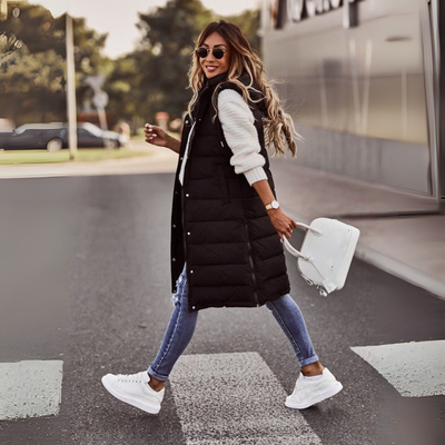 Weste Damen Mit Kapuze | Knielange Steppoptik