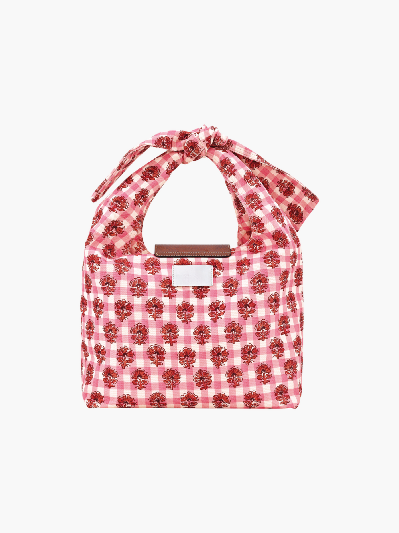 Blumen-Gingham Umhängetasche Damen mit Knotengriff