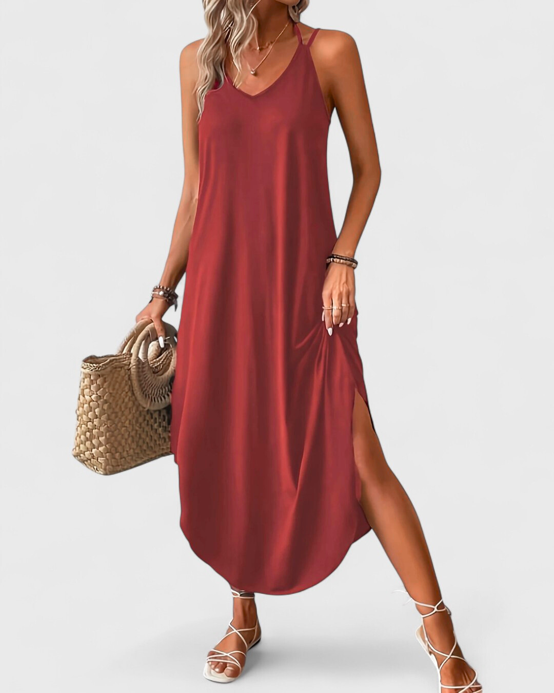 Tracie – Langes Kleid Mit Lose V Ausschnitt