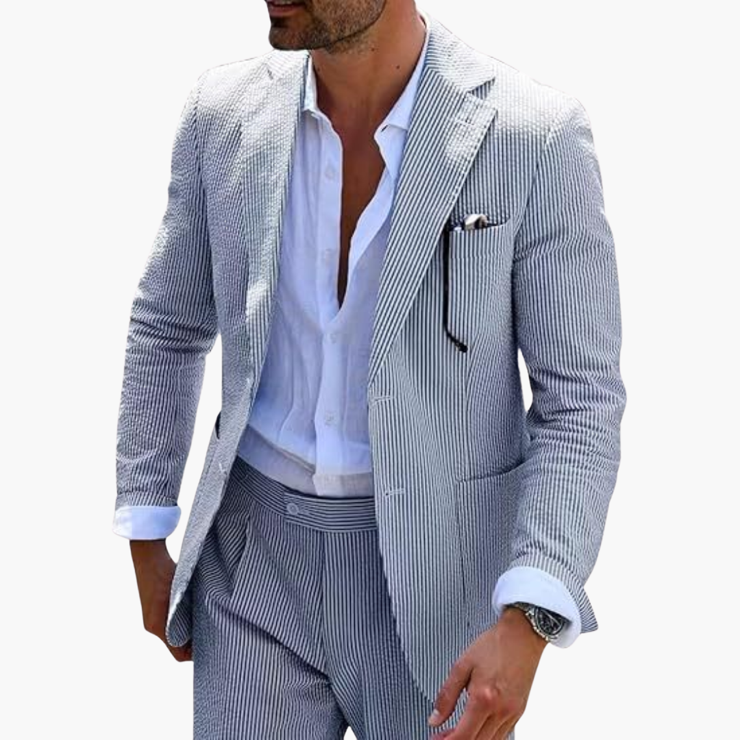 Herren Sommeranzug zweiteilig mit Nadelstreifen und Slim Fit