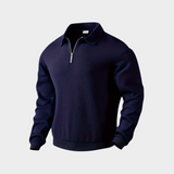 Alexander | Herren Pullover mit halbem Reißverschluss Freizeitshirt – Marineblau