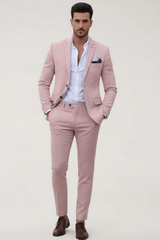 Jürgen | Herren Frühlings Formeller Slim-Fit Zweiteiliger Anzug – Rosa