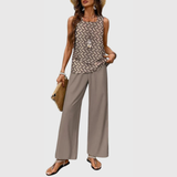 Karin | Damen Zweiteiler Weite Bein Hose Set – Khaki