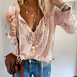 Tamara | Damen Elegante Boho-Bluse mit V-Ausschnitt – Rosa