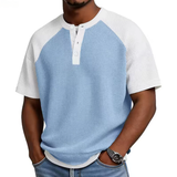 Reyvan | Gestricktes Herren-Sommerhemd mit Knopfleiste – Hellblau