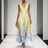Britta | Damen Florales Maxi Kleid Für Hochzeitsgäste – Gelb