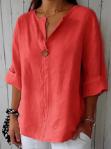 Damen V Ausschnitt Langarm Bluse – Rot