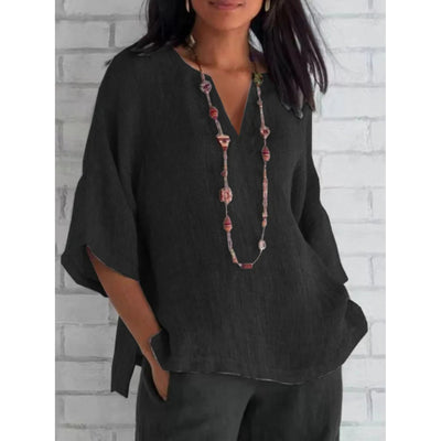 Marina® | Damenbluse aus Baumwolle und Leinen