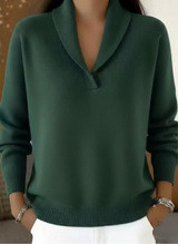 Cybele - Soft-Touch V-Ausschnitt-Pullover – Grün
