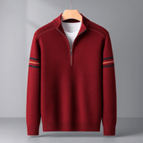 Philipp | Stilvoller Pullover Herren modern Halbreißverschluss – Kastanie