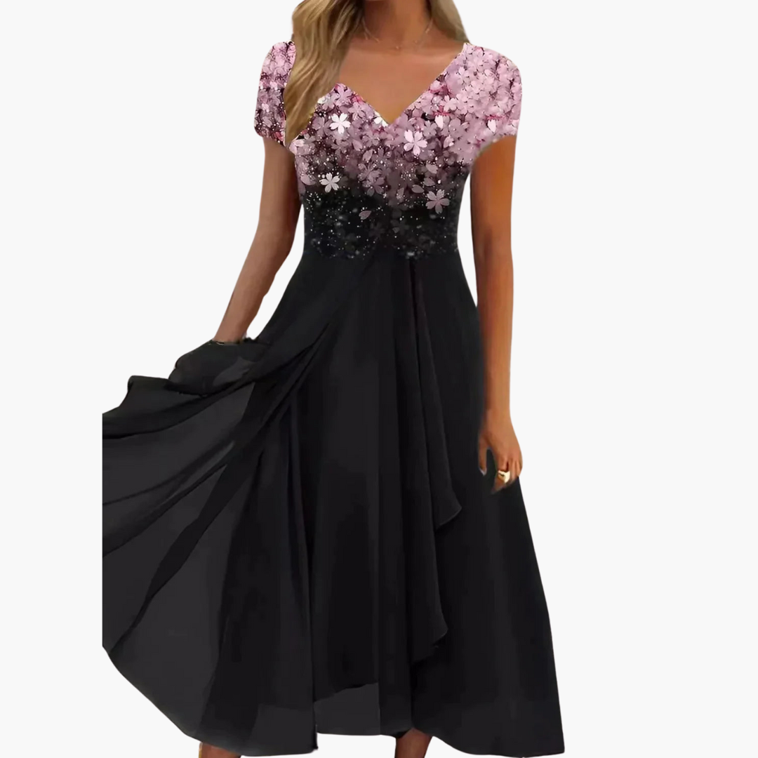 Midikleid für Damen - Elegant mit Pailletten & Chiffonrock