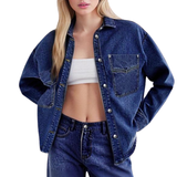 Celina | Elegante Jacke im entspannten Vintage-Stil – Dark Wash