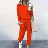 Natalie | Damen Zweiteiliges Lässiges Jogger Lounge Set – Orange