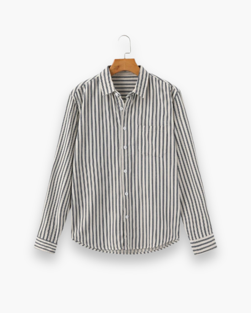 Herren Klassisches Gestreiftes Hemd | Langarm Elegant