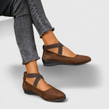 Claudia | Damen Orthopädische Kreuzriemen Ballerinas – Braun