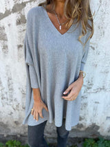 Annika | Damen Pullover mit Lockerer Passform und V-Ausschnitt – Grau
