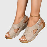 Lina | Stilvolle Sandalen Damen Chic – Beiges Wildleder