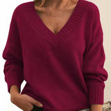 Rosie | Edler Damen V-Ausschnitt Strickpullover Mit Kaschmir-Mischung – Rot