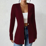 Alivienne - Taillierter Ein-Knopf-Blazer – Dunkelrot