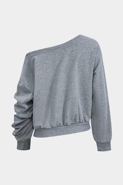 Lilli | Trendiges Zweiteiler-Set mit One-Shoulder-Sweatshirt & Minirock