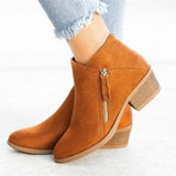 Harriet | Elegante Veloursleder-Stiefeletten mit niedrigem Blockabsatz – Orange