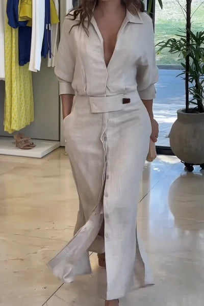 Simona - Baumwolle und Leinen Maxikleid