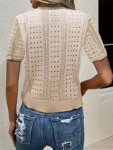 Emma | V-Ausschnitt Strickcardigan Kurzarm – Beige