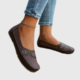 Petra | Damen Frühlings Perforierte Lässige Loafer – Kaffee