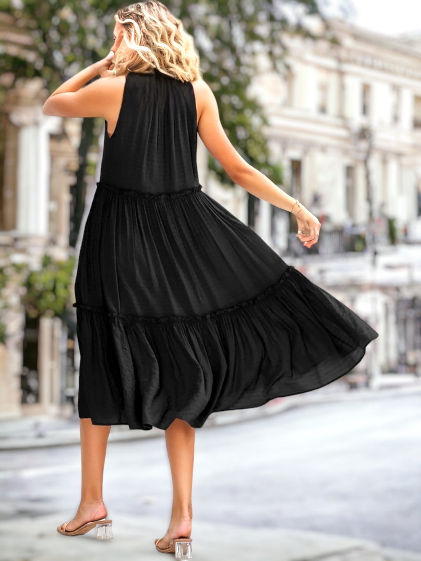 Shirley - Damenkleid mit Schleife und V-Ausschnitt