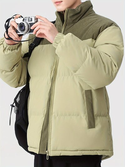 Stilvolle trendige Farbblock-Puffer-Winterjacke für Herren | Ideal für den Winter