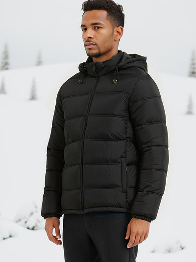 Stilvolle glatte einfarbige Puffer-Winterjacke für Herren | Ideal für den Winter