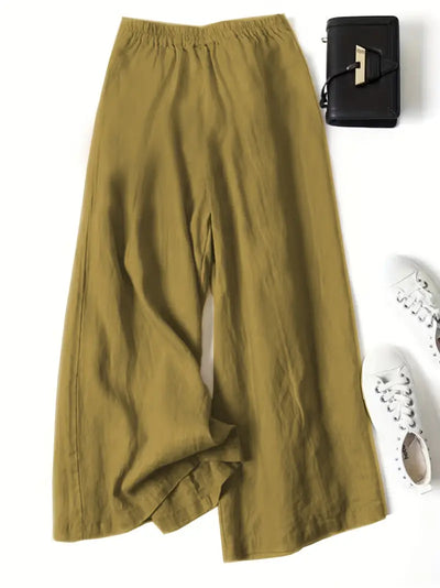 Anina - Weite Beine Leinen Hose