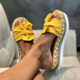 Nadine | Damen Frühlings Schleifen Slip-On Sandalen – Gelb