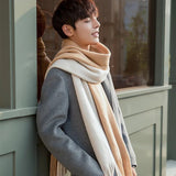 Langer Kaschmirschal mit Quasten – super weich und warm – Khaki
