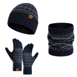 3-teiliges Winterset mit Mütze, Handschuhen und Schal – Navy blau