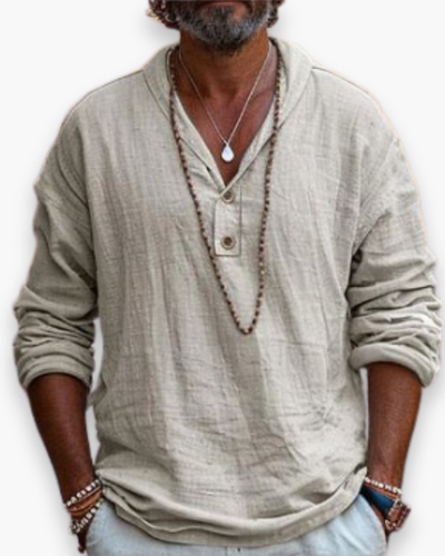 Herren Stilvolles Langarmhemd | Popover Hemd